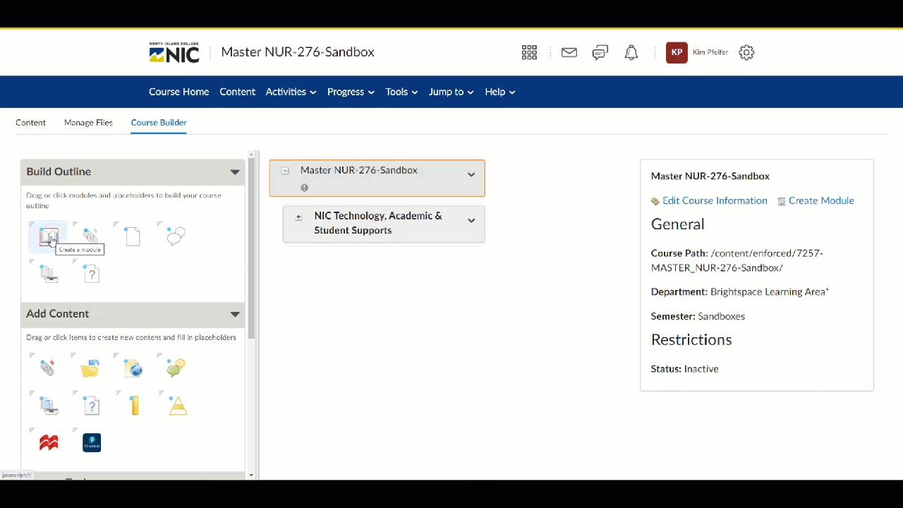 Course Builder Navigation